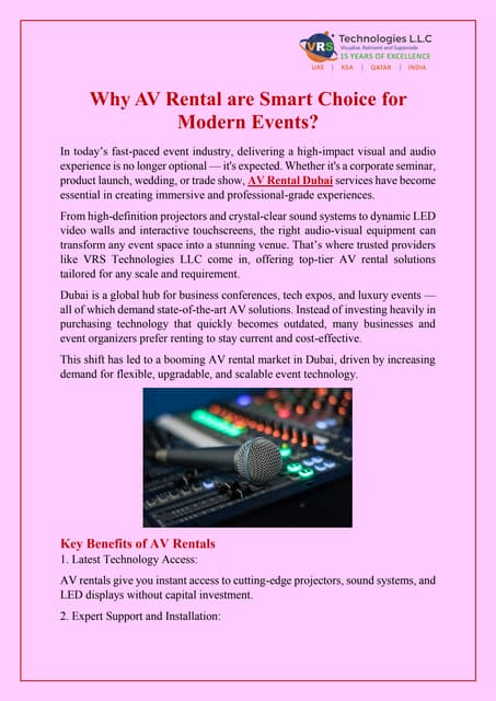Why AV Rental are Smart Choice for Modern Events? | PDF