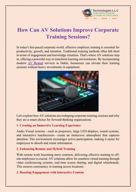 How Can AV Solutions Improve Corporate Training Sessions? | PDF