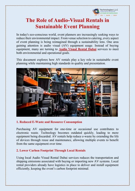 The Role of Audio-Visual Rentals in Sustainable Event Planning | PDF