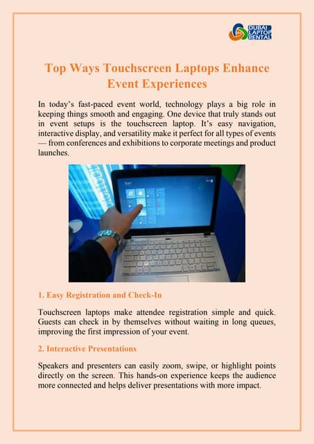 Top Ways Touchscreen Laptops Enhance Event Experiences | PDF