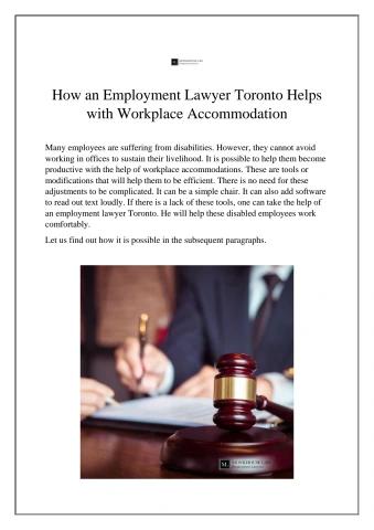 How an Employment Lawyer Toronto Helps with Workplace Accommodation
