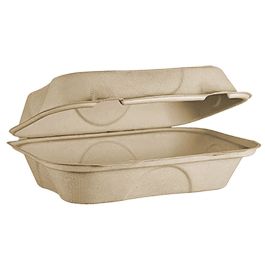 World Centric TO-SC-UHBL-LF, 9x6x3-inch Beige Fiber PLA Lined Boxes, 500****CS | McDonald Paper & Restaurant Supplies.